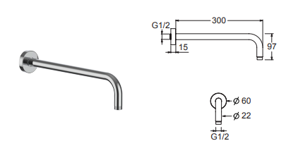 scheda tec. braccio doccia BD11450 GUGLIELMI